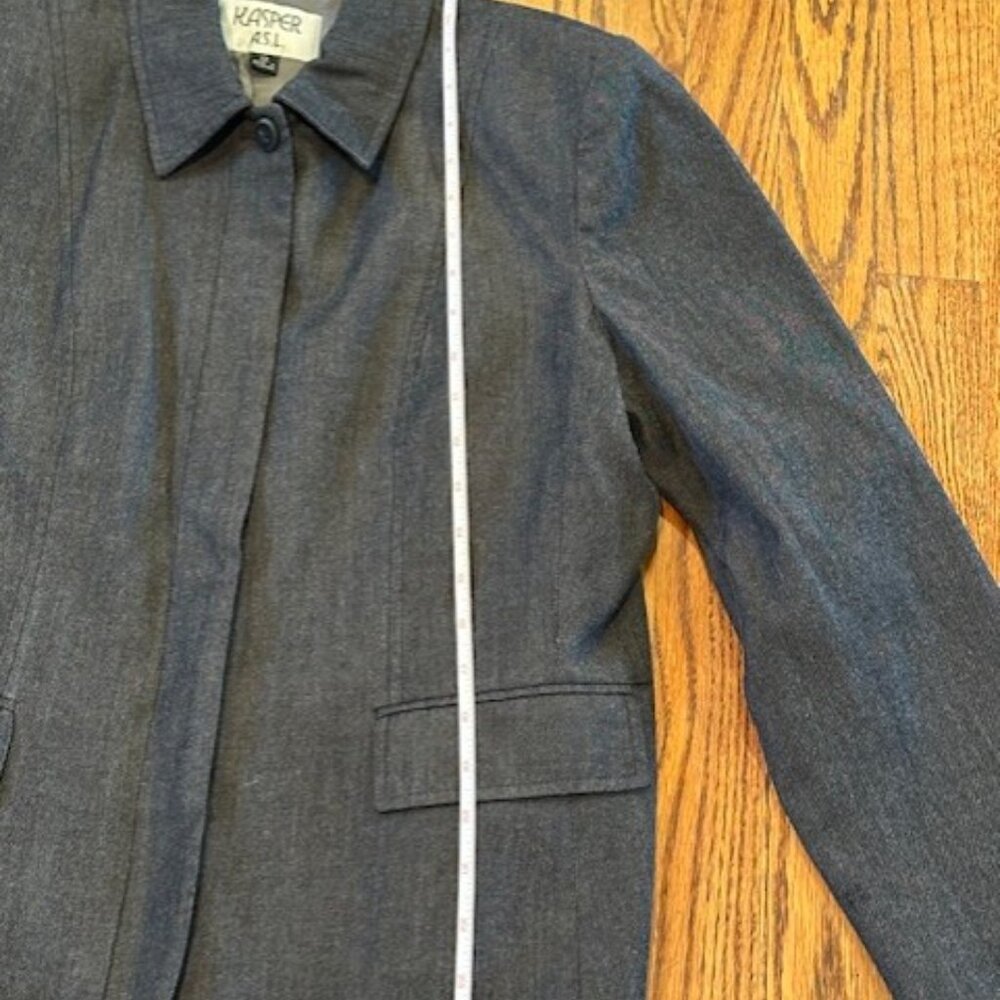 Kasper ASL Black Denim Tailored Blazer Women’s Size 12 Structured Career Jacket - Picture 8 of 11